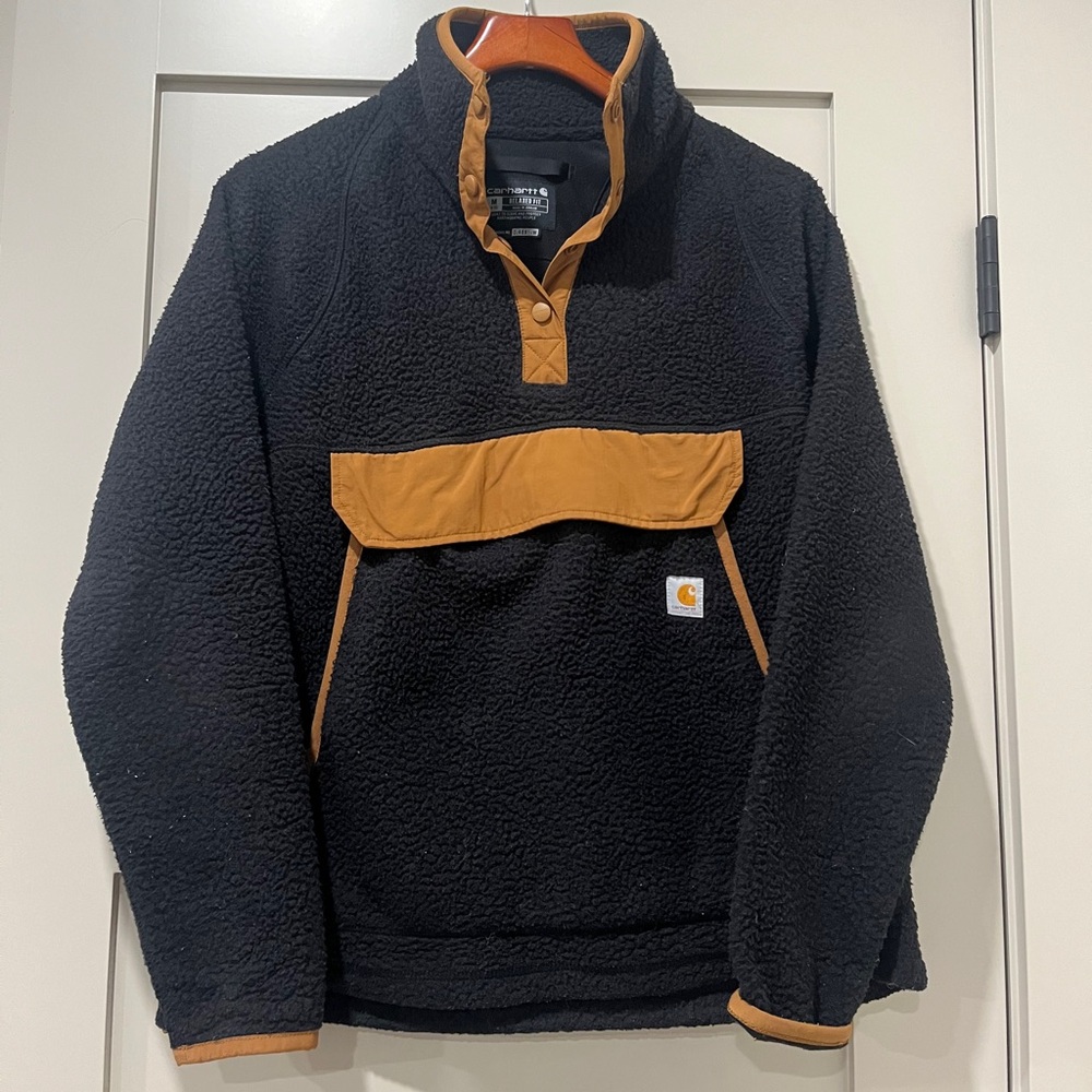 Carhartt Woman’s Black and Brown Sherpa Pullover